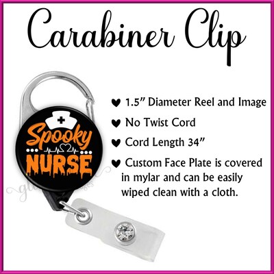 Spooky Halloween Nurse Retractable Badge Holder, CNA Badge Reel, Nursing Assistant Badge Reel, Nurse Badge Holder - GG6249 - image5